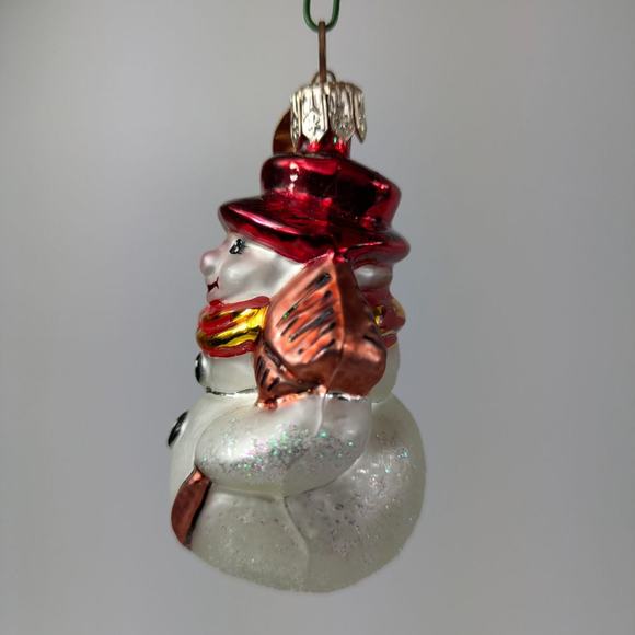 Christopher Radko Handcrafted Glass Ornament Littlest Snowman 90s Red Hat Broom - Picture 5 of 10